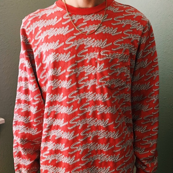 Supreme ロンT red camo sTシャツ/カットソー(七分/長袖)